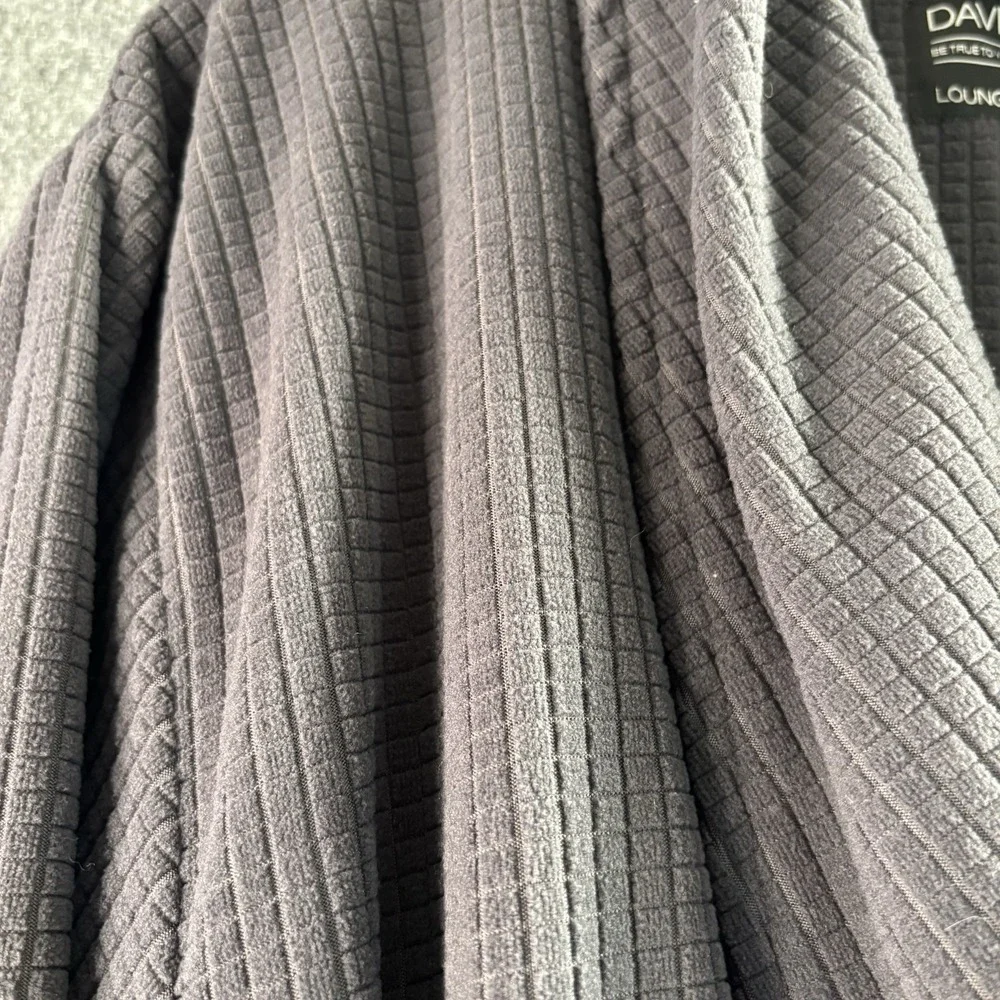 David Archy L Mens Long Robe Pockets Dark Gray Fleece Waffle Bathrobe Belt